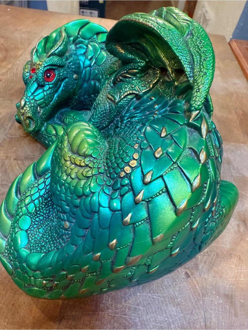 Green Windstone Editions Resting Mother Dragon Sculpture Figurine Peña 1985 - Picture 3 of 14